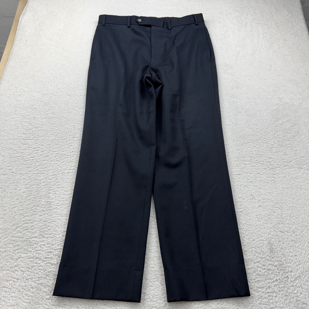 Brooks Brothers 346 Mens Wool Dress Pants Pleated Front Navy 35x30